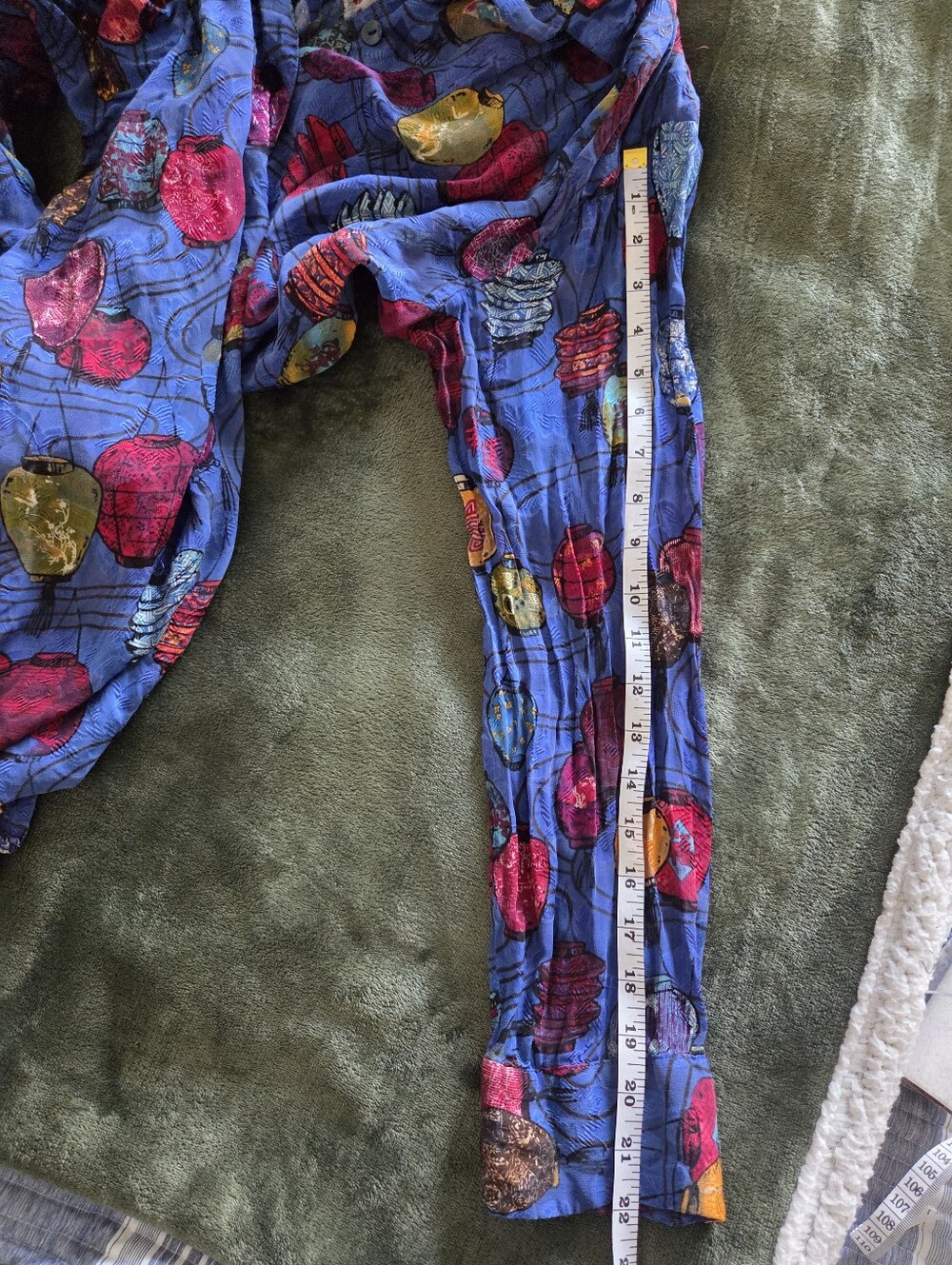 Vintage Chico's Design Multicolor Blue and Purple Printed Blouse Silk - Picture 4 of 4